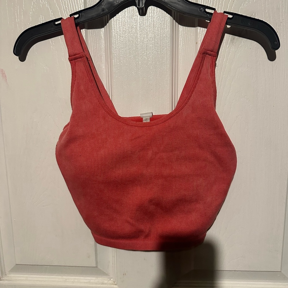 90 Degree By Reflex Red Ribbed Padded Sports Bra